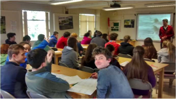 Year 13 students undertake fieldwork preparation in the classroom at the Magilligan Field Centre, County Londonderry.